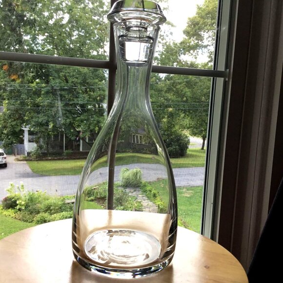 LENOX Crystal Decanter Etched USA Stopper 11.5" Wine Whiskey Carafe VTG Barware - Picture 9 of 9
